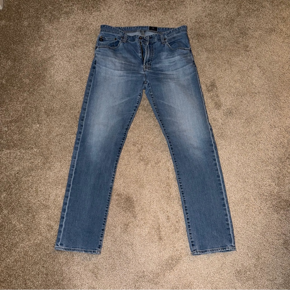 Ag Adriano Goldschmied Men’s Slim Straight Jeans in Medium Blue